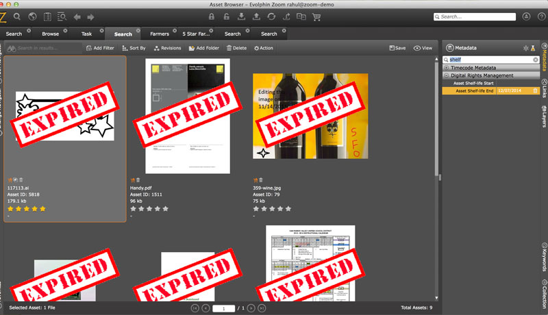 Evolphin Media Asset Management Screenshot DRM Expired