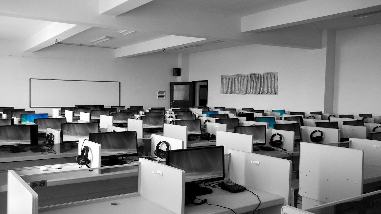 Computer Cubicles Inside Room