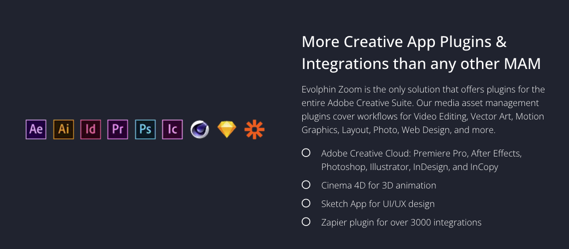 More Creative App Plugins & Integrations than any other MAM System